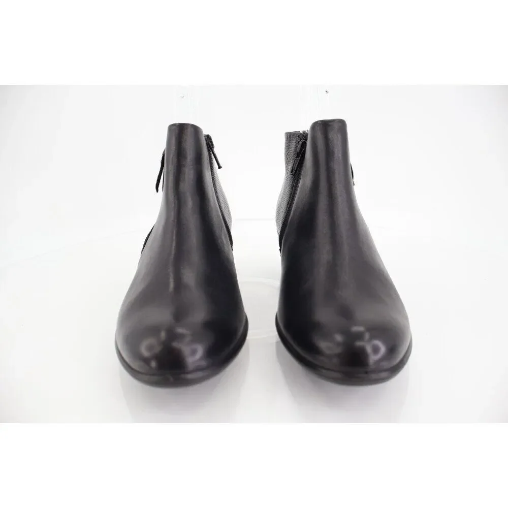 Ecco Women's Shape M Boots Size 36 5 Block Heel Black Leather Bootie Comfy Shoe